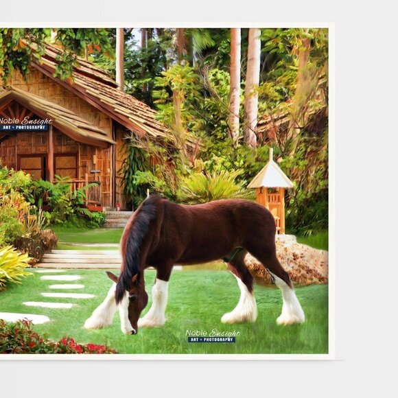 12x18 Clydesdale Horse Landscape Fantasy Home Composite Oil Painting Art Print - Picture 6 of 7